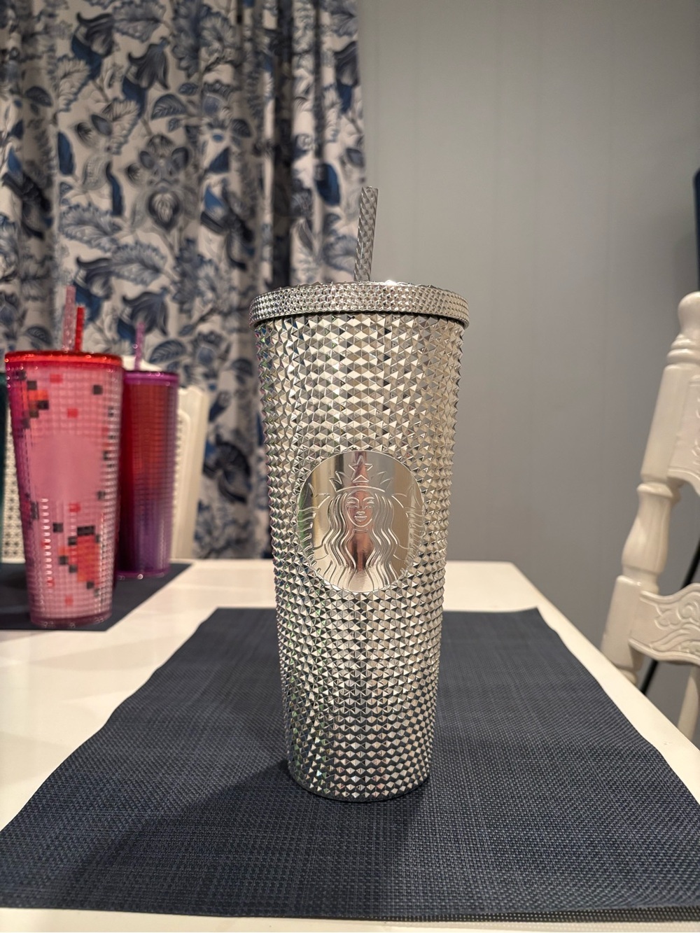 Disney Parks Starbucks Disneyland Resort Silver Metallic Studded Tumbler